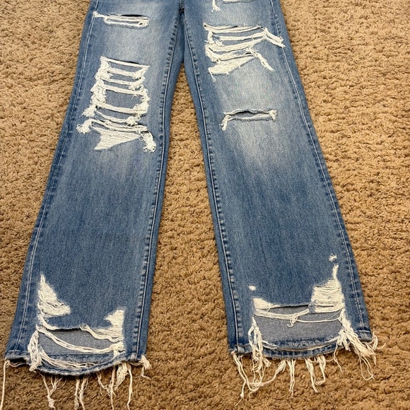 Flying Monkey Jeans High Rise Distressed Flare Light Wash Torn Women's 28 - Picture 2 of 10